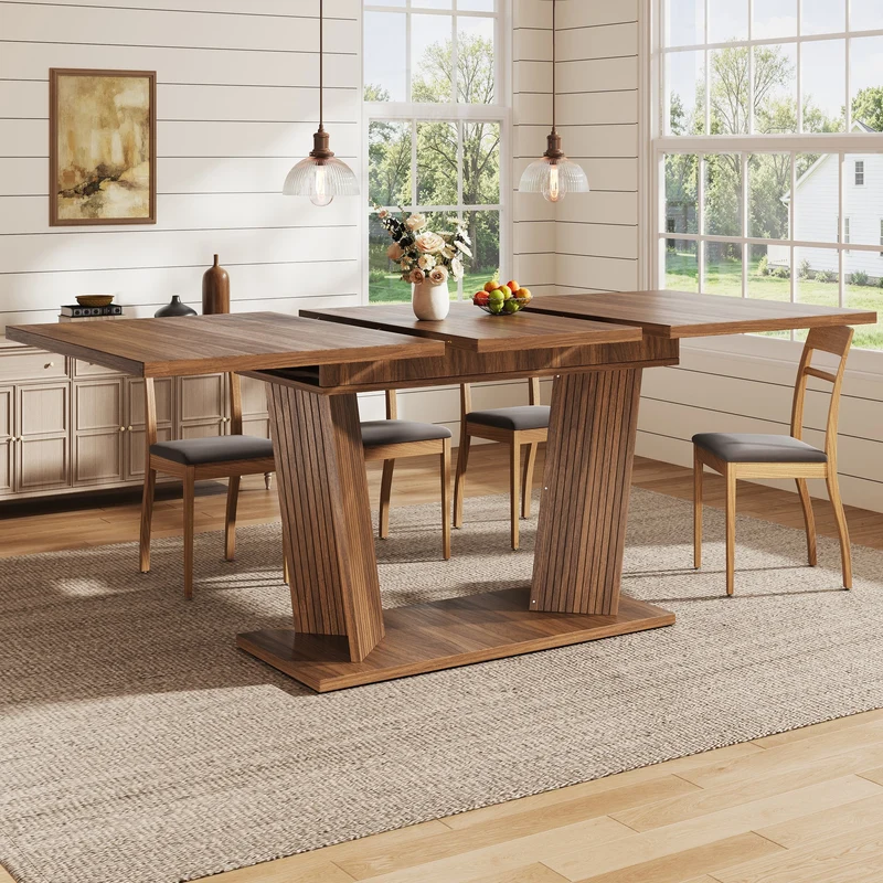 Table de salle à manger extensible bois foncé 120-160cm RUSTICPANEL