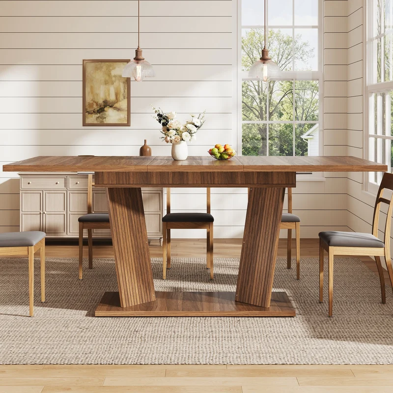 Table de salle à manger extensible bois foncé 120-160cm RUSTICPANEL