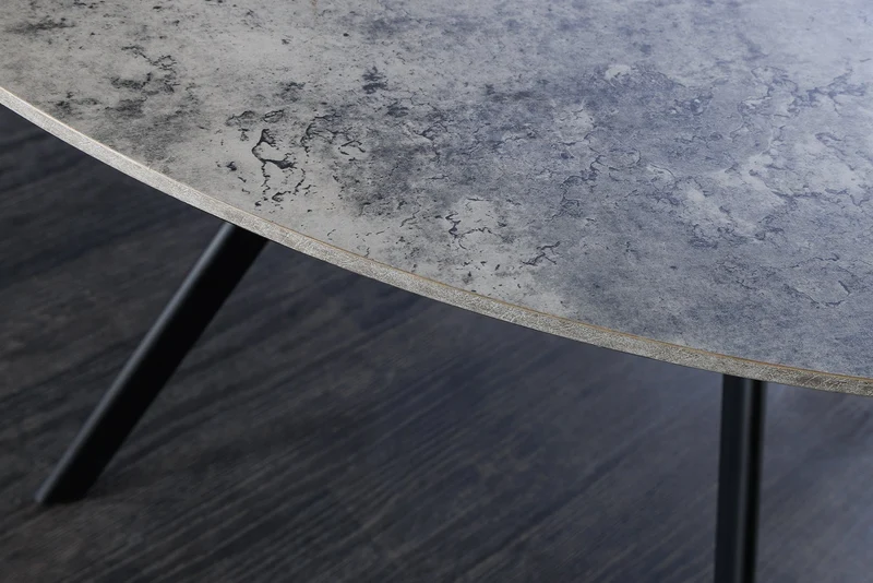 Table à manger ronde ATELIER 120cm béton gris design métal noir