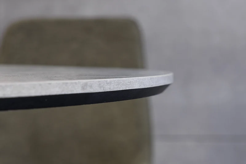 Table à manger ronde ATELIER 120cm béton gris design métal noir