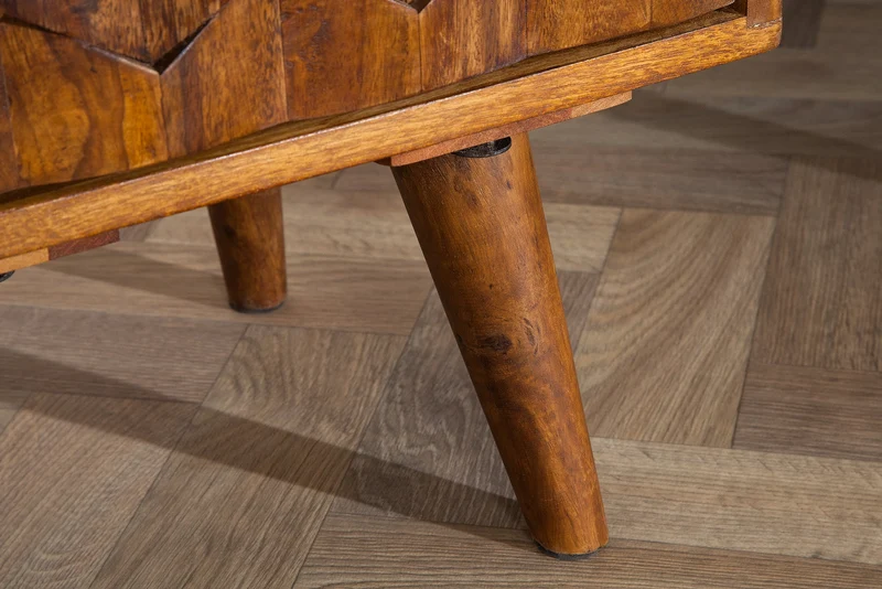 Table d'appoint en bois massif MYSTIC LIVING 60 cm marron finition pierre de Sheesham table de chevet