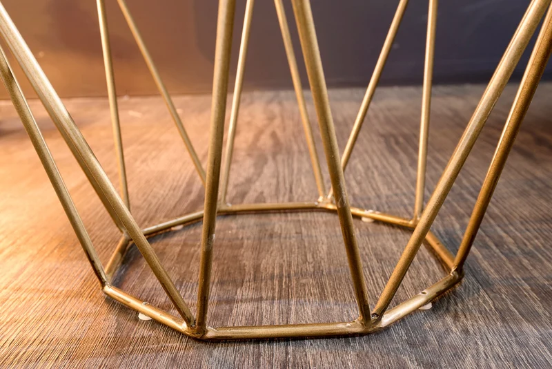Table d'appoint abstraite DIAMOND 50cm marbre vert laiton métal