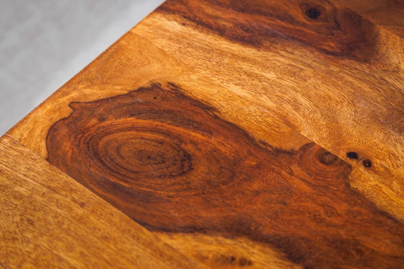 Table d'appoint en bois massif CONCIERGE 60cm finition pierre de Sheesham marron avec espace de rangement