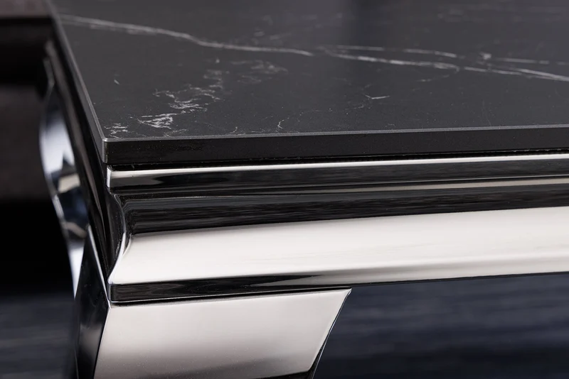 Table basse design MODERN BAROQUE 100cm marbre céramique chrome anthracite noir