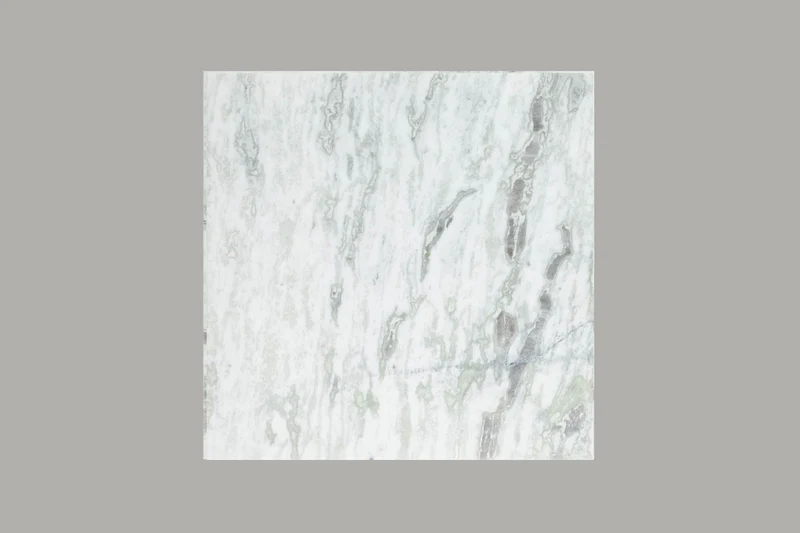 Table basse élégante ELEMENTS 50cm blanche avec plateau en marbre poli