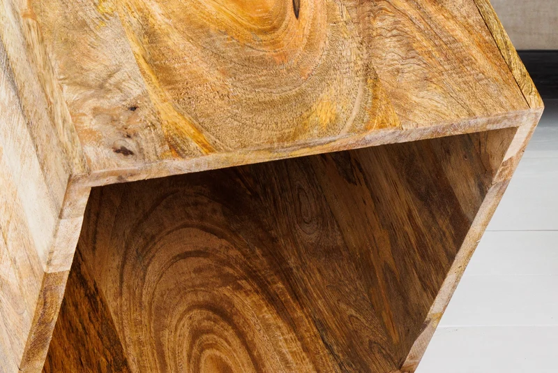 Ensemble solide de 2 tables d'appoint CURACAO 45 cm table basse cube en bois de manguier naturel faite à la main
