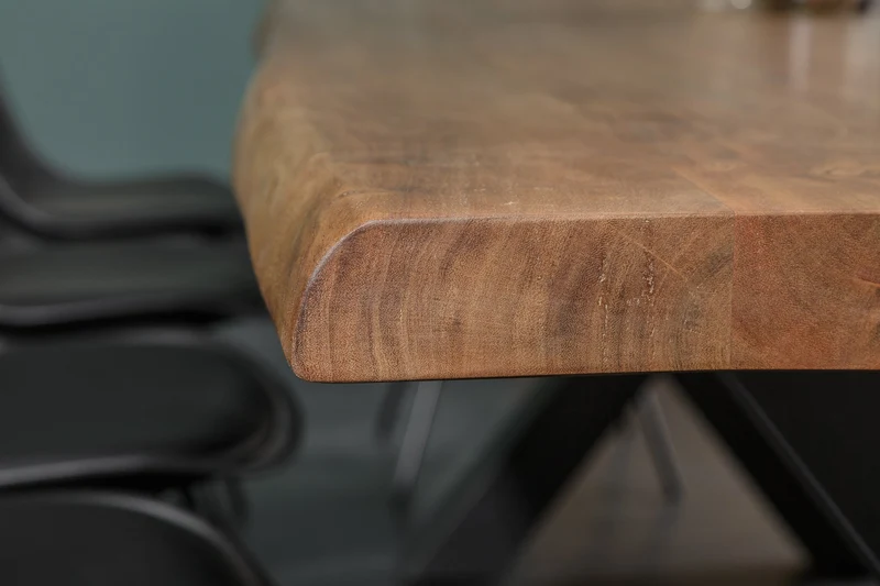 Table à manger en bois massif MAMMUT NATURE 240cm bord en acacia cadre en X plateau 6cm