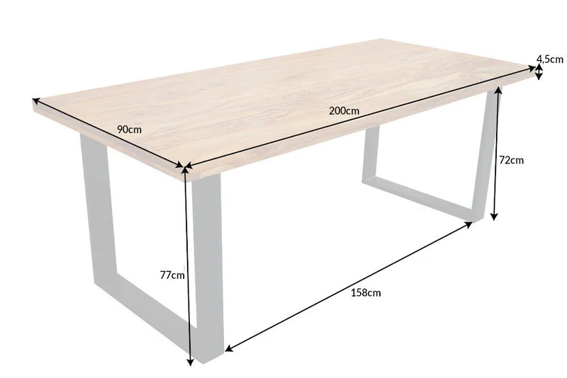 Table à manger en bois massif IRON CRAFT 200 cm marron noir finition pierre de Sheesham Industriel