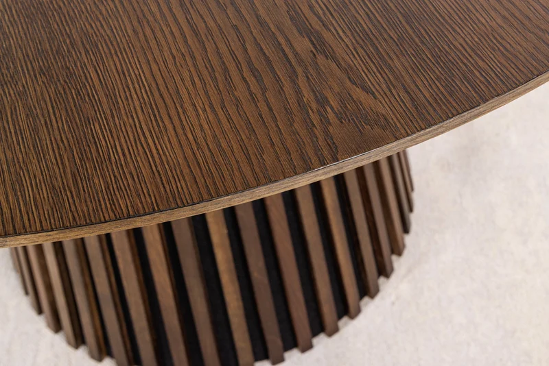 Table à manger ronde VALHALLA WOOD 120cm piètement pilier en chêne fumé