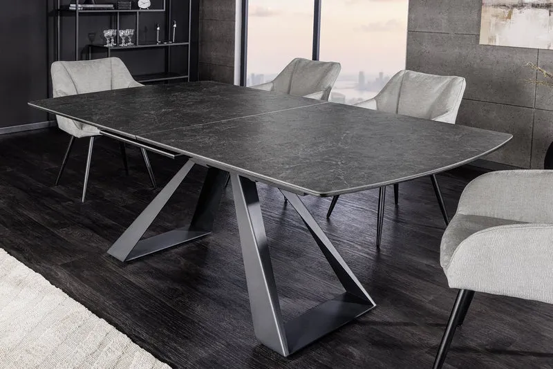 Table à manger extensible CONCORD 180-230cm céramique gris graphite métal noir