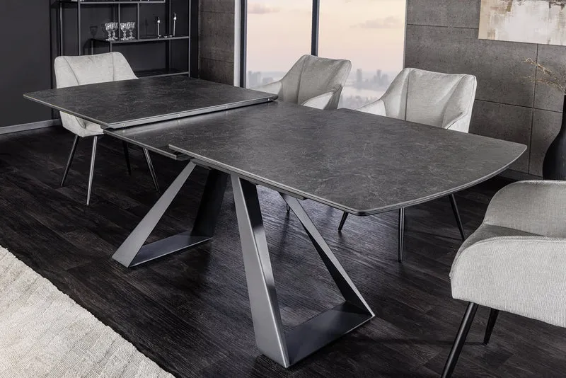 Table à manger extensible CONCORD 180-230cm céramique gris graphite métal noir