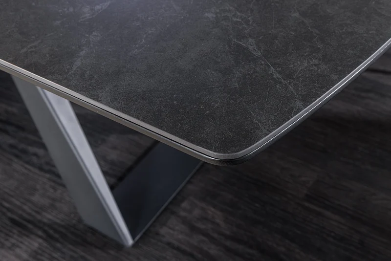 Table à manger extensible CONCORD 180-230cm céramique gris graphite métal noir