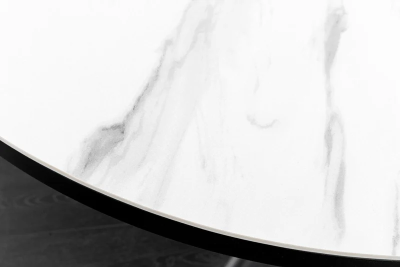 Table à manger extensible MIKADO 120-160 cm en céramique blanche ovale avec structure étoile noire