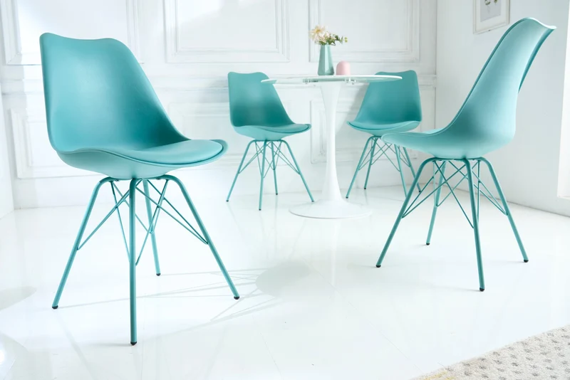 Lot de 2x chaises rétro SCANDINAVIA MEISTERSTÜCK turquoise