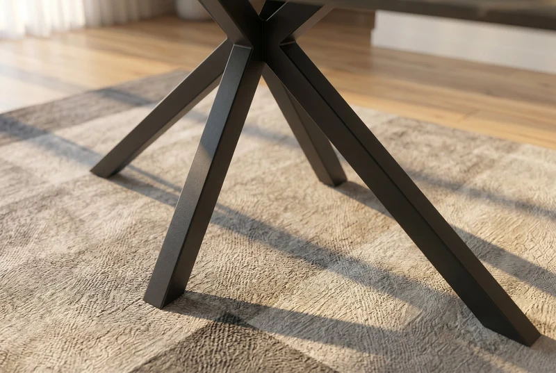 Table à manger moderne GALAXIE 180cm céramique blanche structure étoile métal noir