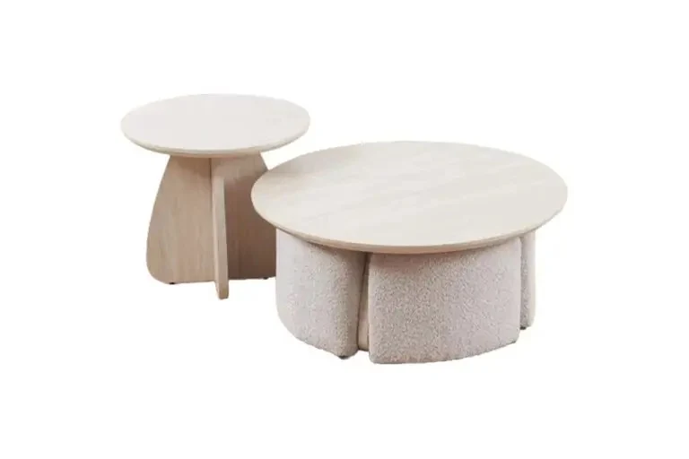Table basse LISA + 4 poufs