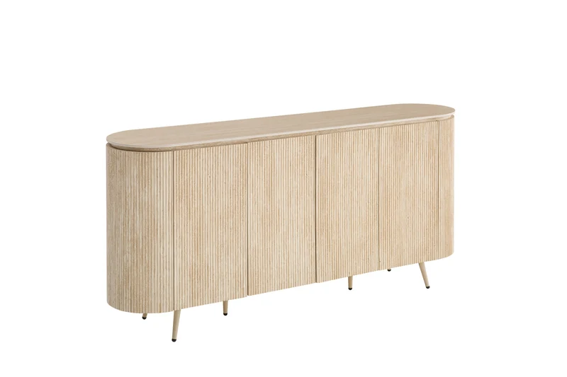 Buffet STONEA plateau céramique noyer 4 portes 180x40x85cm