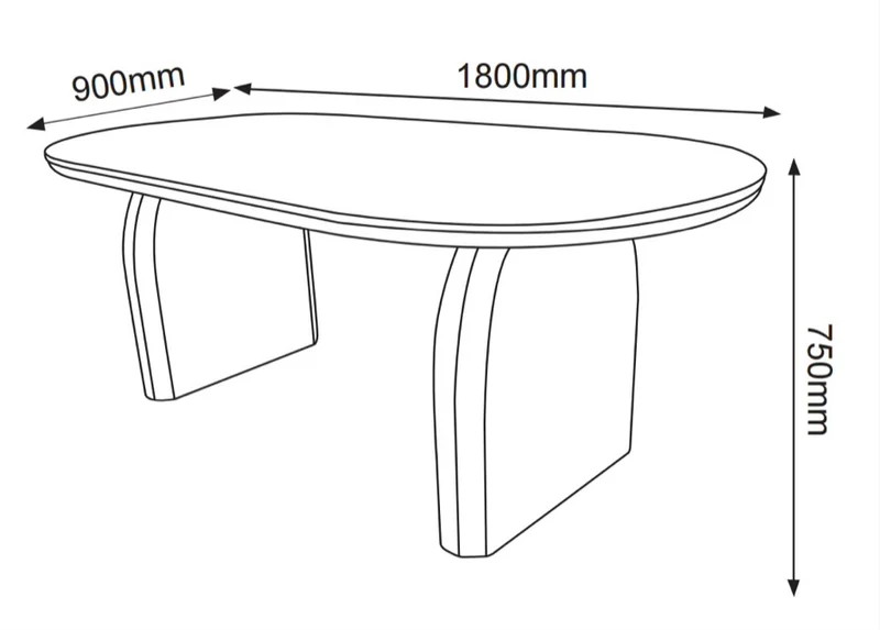 Table à manger FLUIDE plateau et pieds effet noyer 180cm