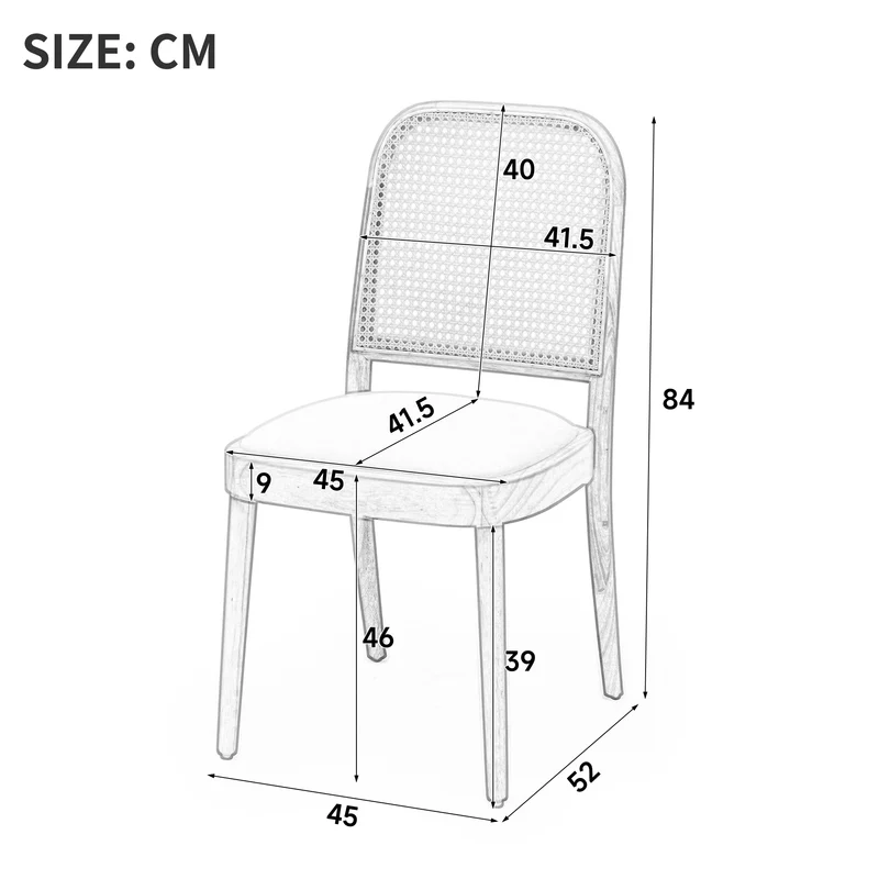 Lot de 2 chaises de salle à manger en bois, cannage et lin beige RUSTICELITE