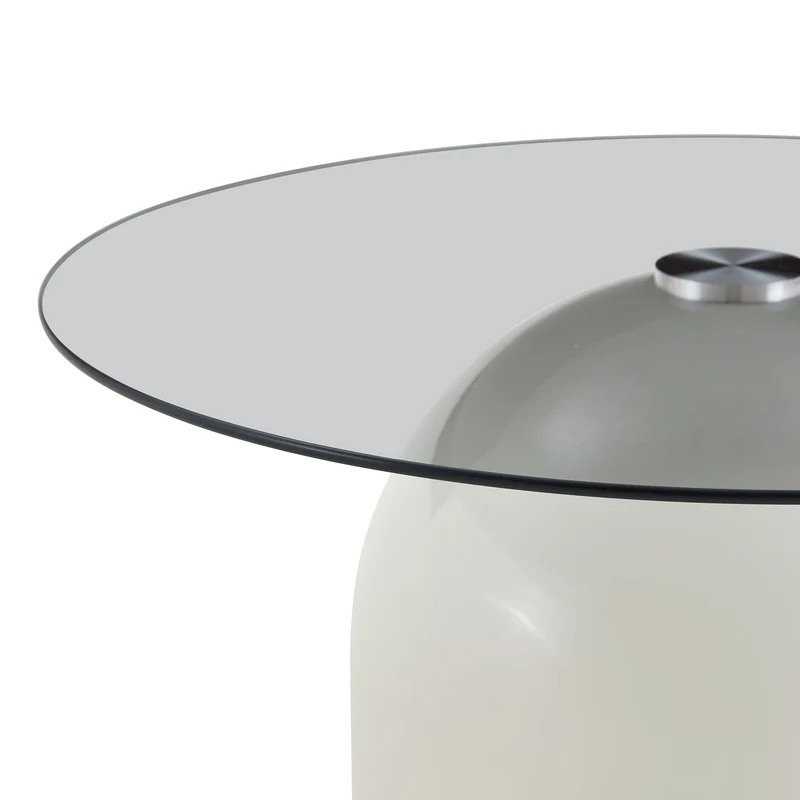 Table basse ronde en verre teinté et acier gris, design moderne Ø70cm SCANDINAVIANBENCH
