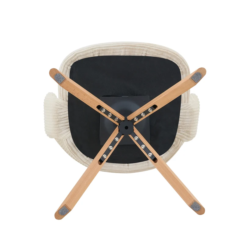 Lot de 2 chaises de salle à manger pivotantes 360° velours côtelé crème RUSTICWARDROBESET