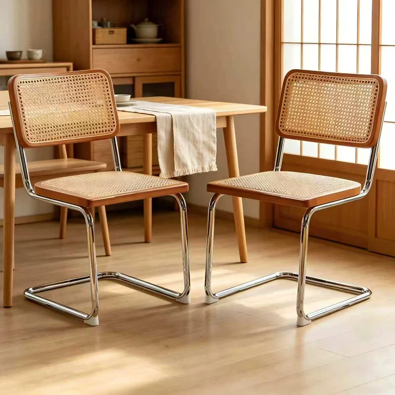 Lot de 4 chaises en rotin marron, style Breuer RUSTICSTONELINE
