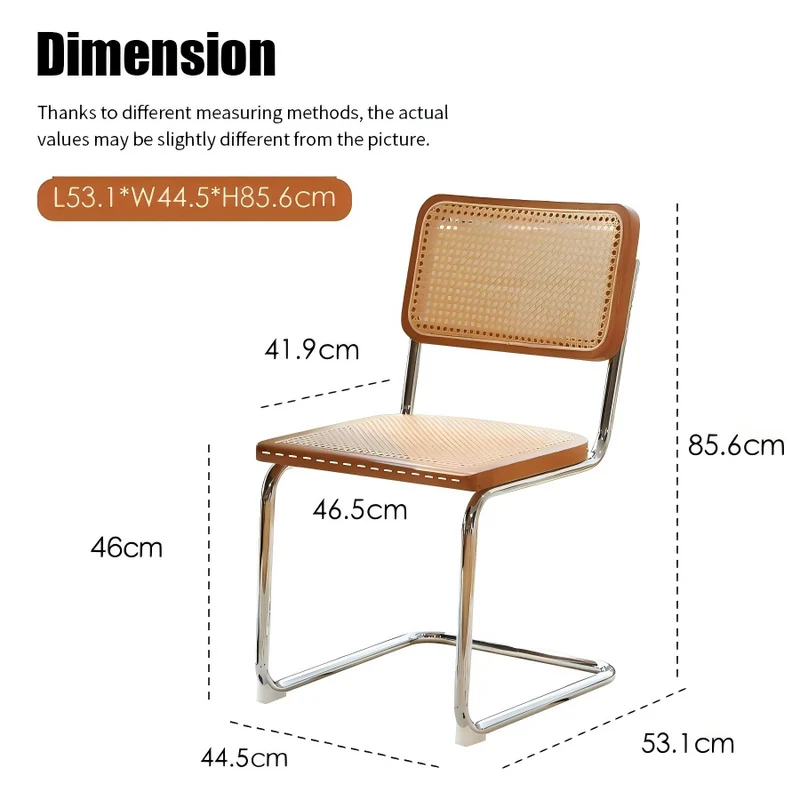 Lot de 4 chaises en rotin marron, style Breuer RUSTICSTONELINE