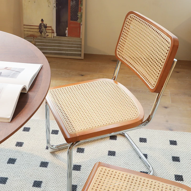 Lot de 4 chaises en rotin marron, style Breuer RUSTICSTONELINE