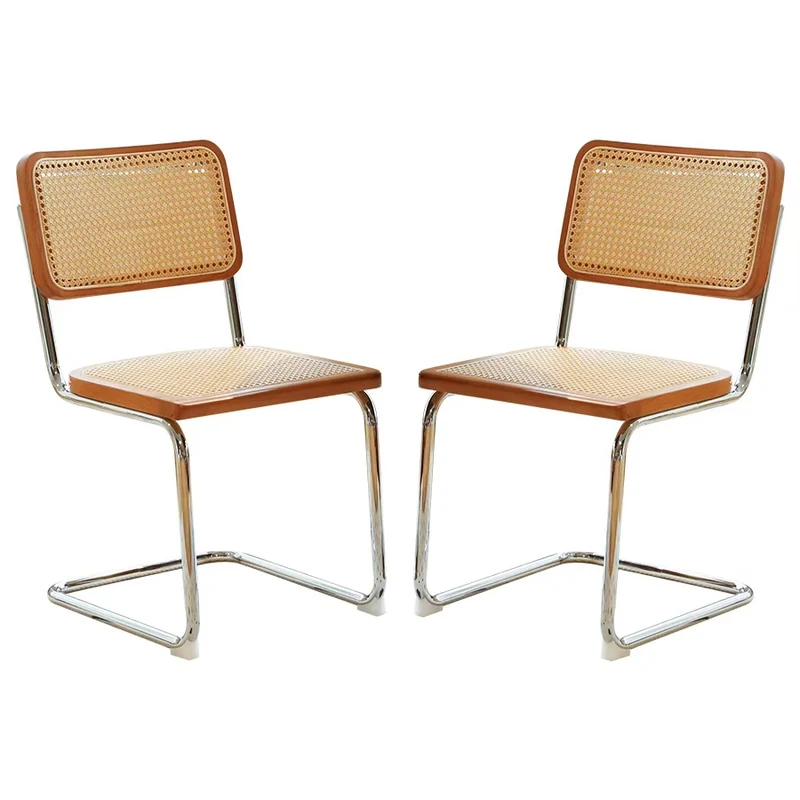 Lot de 4 chaises en rotin marron, style Breuer RUSTICSTONELINE