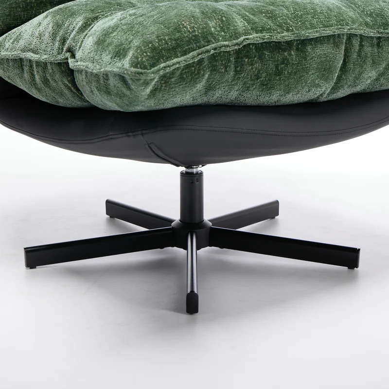 Fauteuil relax vert foncé pivotant 360° avec dossier réglable RUSTICVANITY