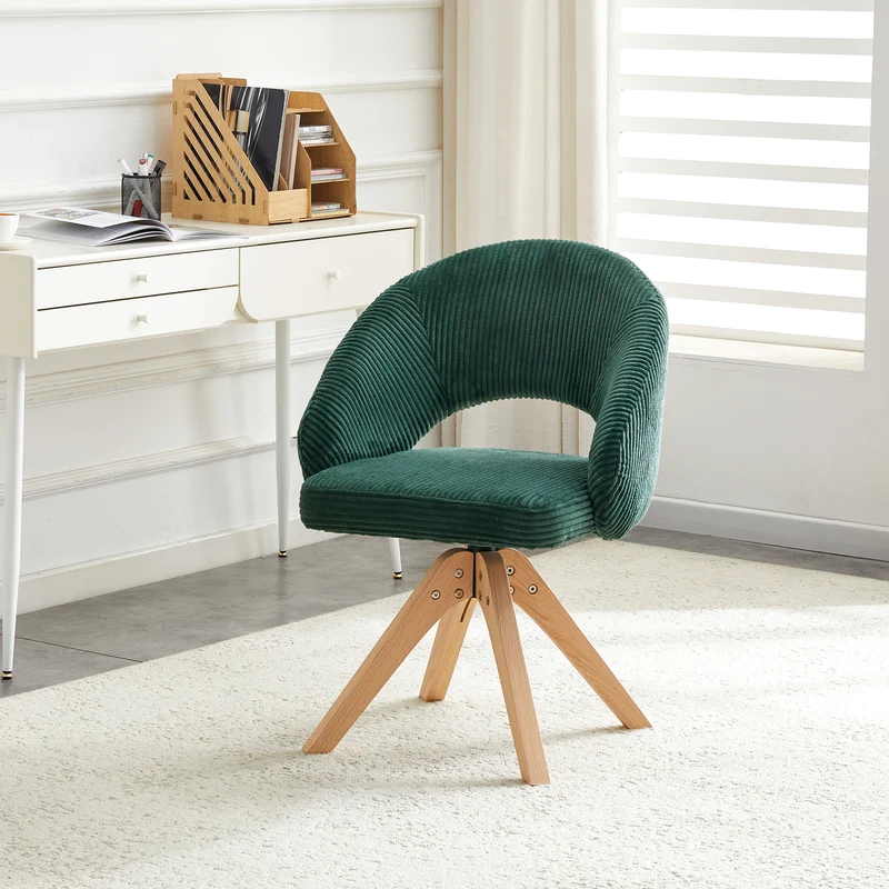Lot de 2 chaises pivotantes en velours côtelé vert foncé rétro SCANDINAVIANSIDEBOAR