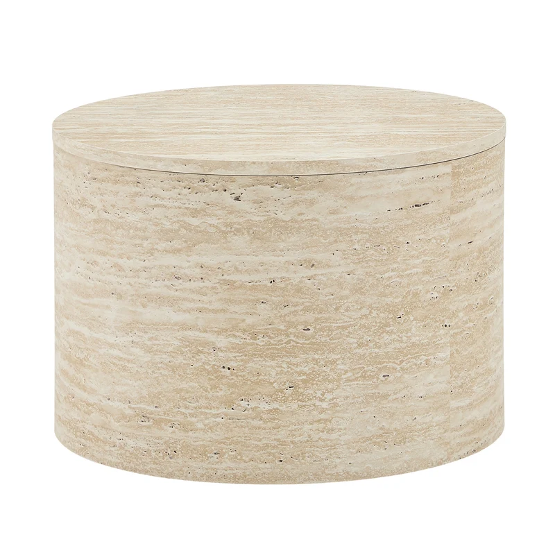 Lot de 2 tables basses gigognes rondes effet bois avec rangement, empilable RUSTICVANITYHOME