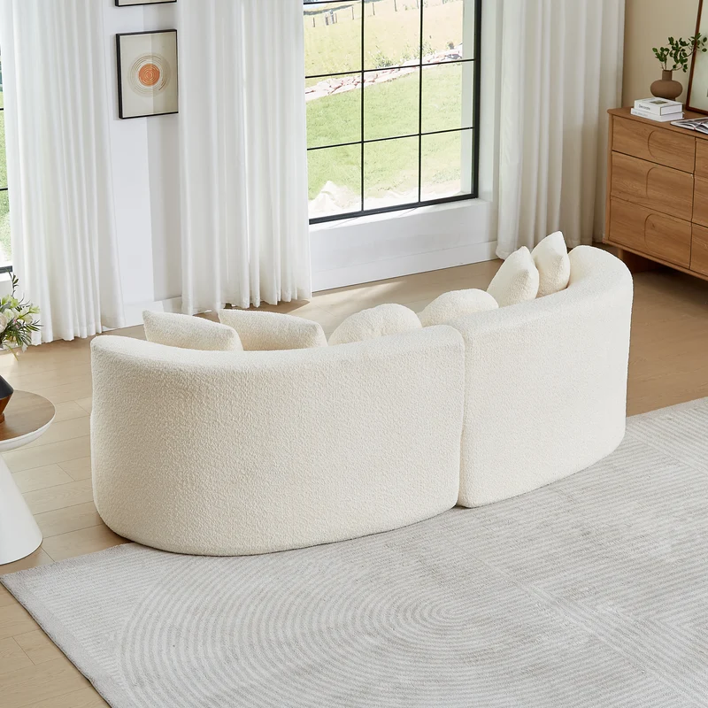 Canapé modulable 2 places en chenille beige, design cashew RUSTICWALNUTMAX