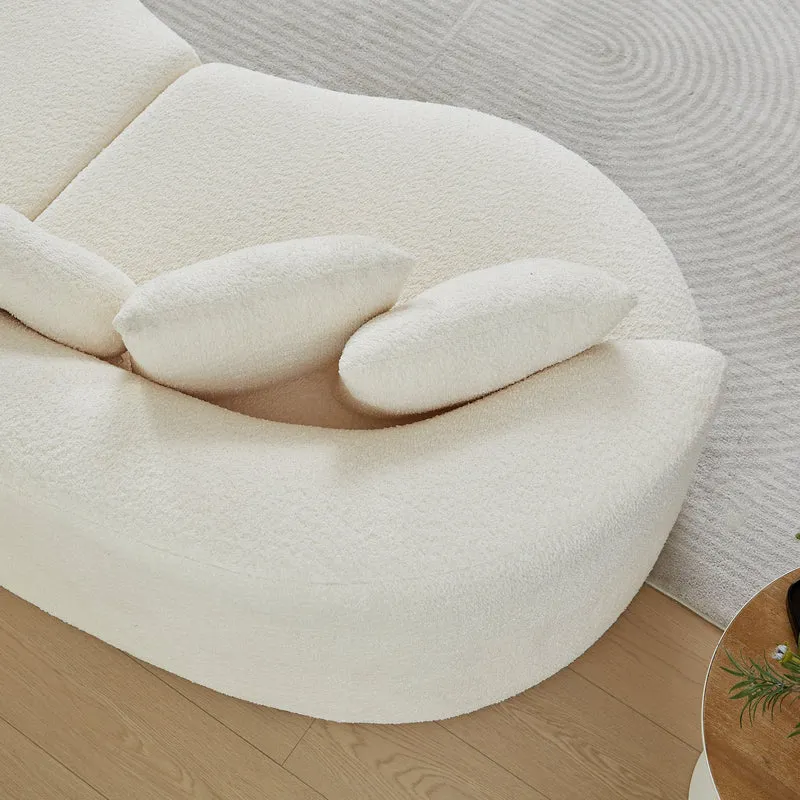 Canapé modulable 2 places en chenille beige, design cashew RUSTICWALNUTMAX