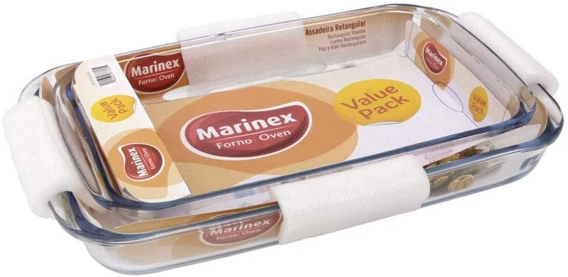 Set de 2 plats à rôtir rectangulaires en verre