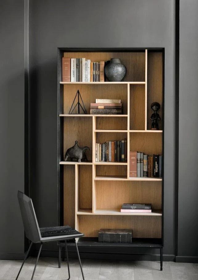 Bibliothèque chêne massif - Piétement métal - Blackbird