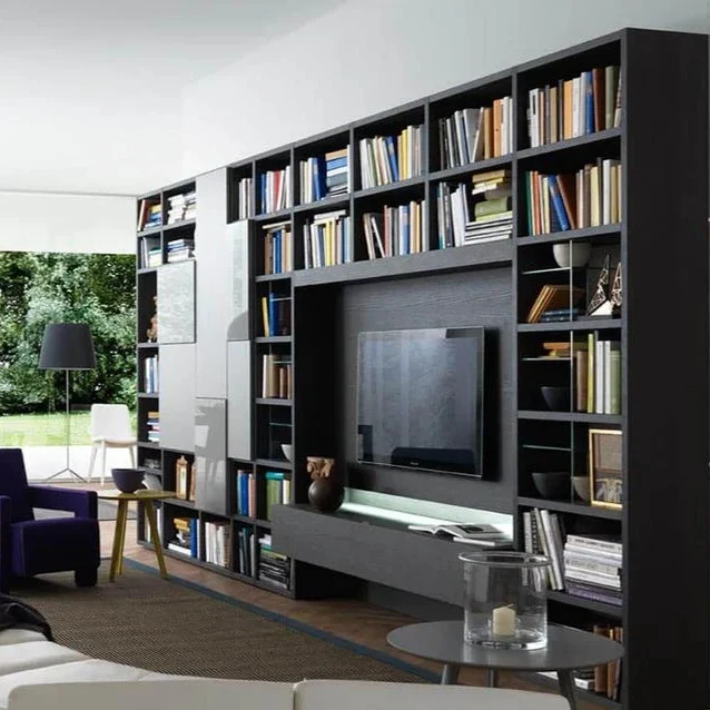 Mur bibliothèque - Meuble TV - Bois - Design