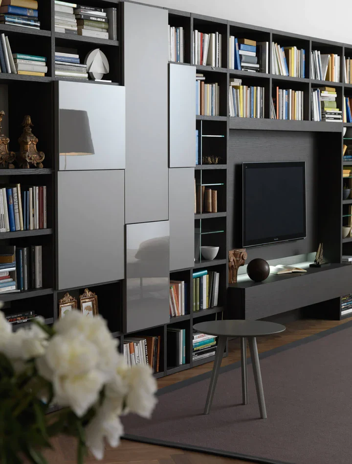 Mur bibliothèque - Meuble TV - Bois - Design
