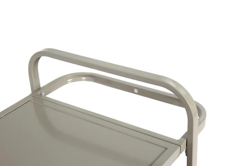 Chariot de table d’extérieur en rotin beige avec plateau acier, roulettes verrouillables, seau à glace COBALTIS