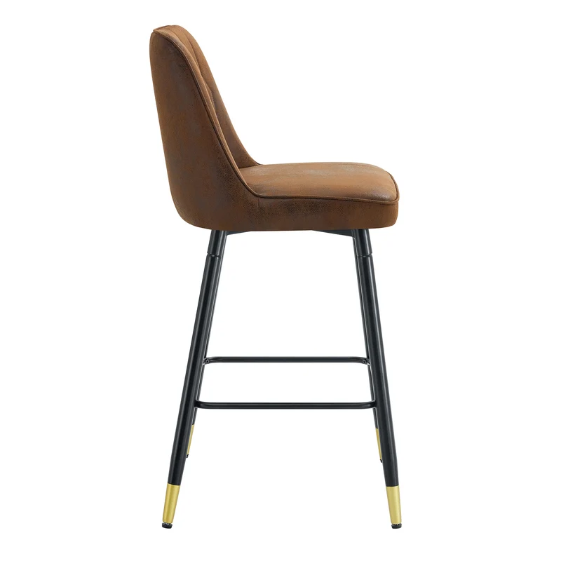 Ensemble de 2 tabourets de bar tissu marron, pied métal noir et repose pieds, hauteur d'asssie 68cm CLARITYLCA
