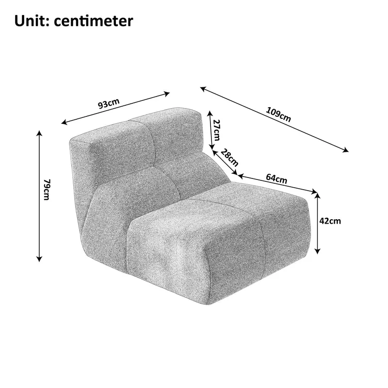 Fauteuil chauffeuse en velours bouclé blanc cassé ECHOLOQUE