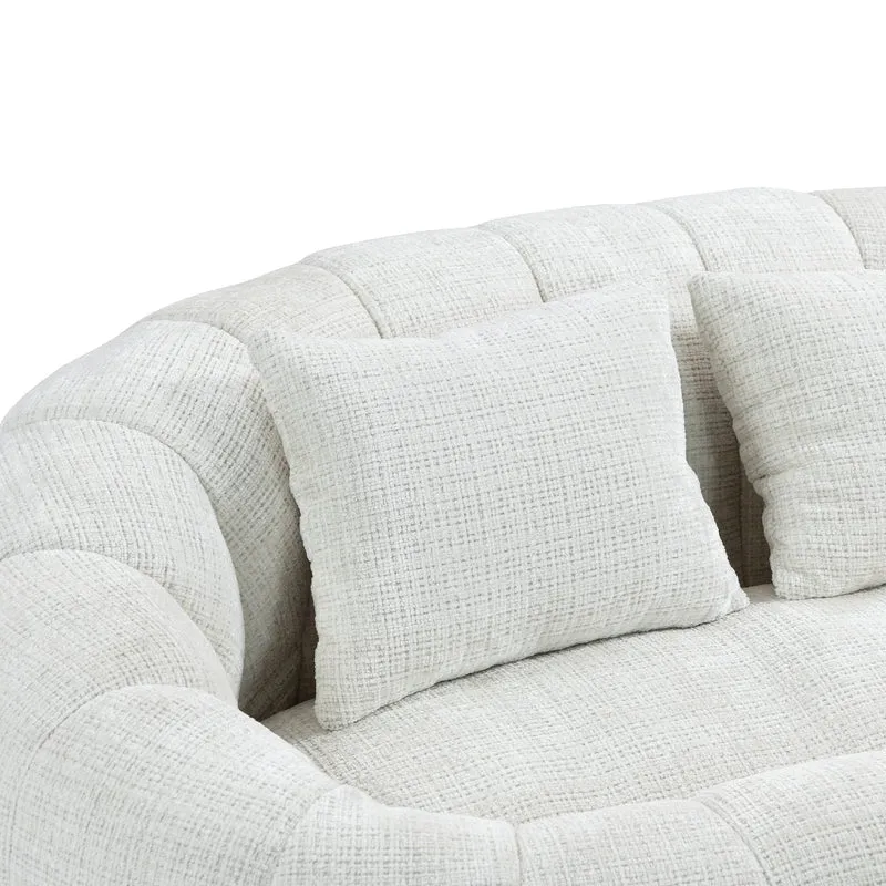 Canapé compact rond 2 places Loveseat en chenille beige et 2 cousins AMBERPATH