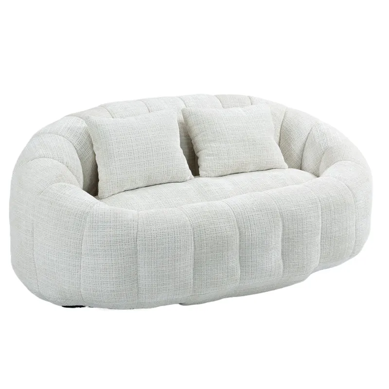 Canapé compact rond 2 places Loveseat en chenille beige et 2 cousins AMBERPATH