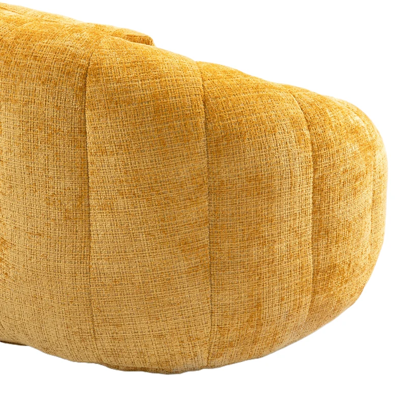 Canapé compact rond 2 places Loveseat en tissu chenille jaune et 2 cousins TANGLENET