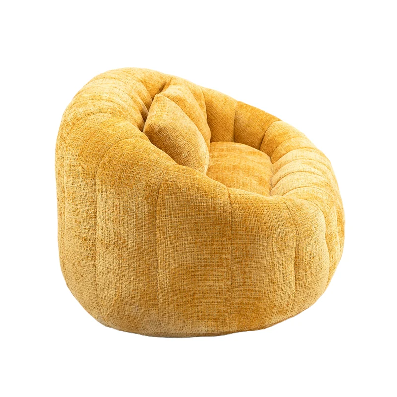 Canapé compact rond 2 places Loveseat en tissu chenille jaune et 2 cousins TANGLENET