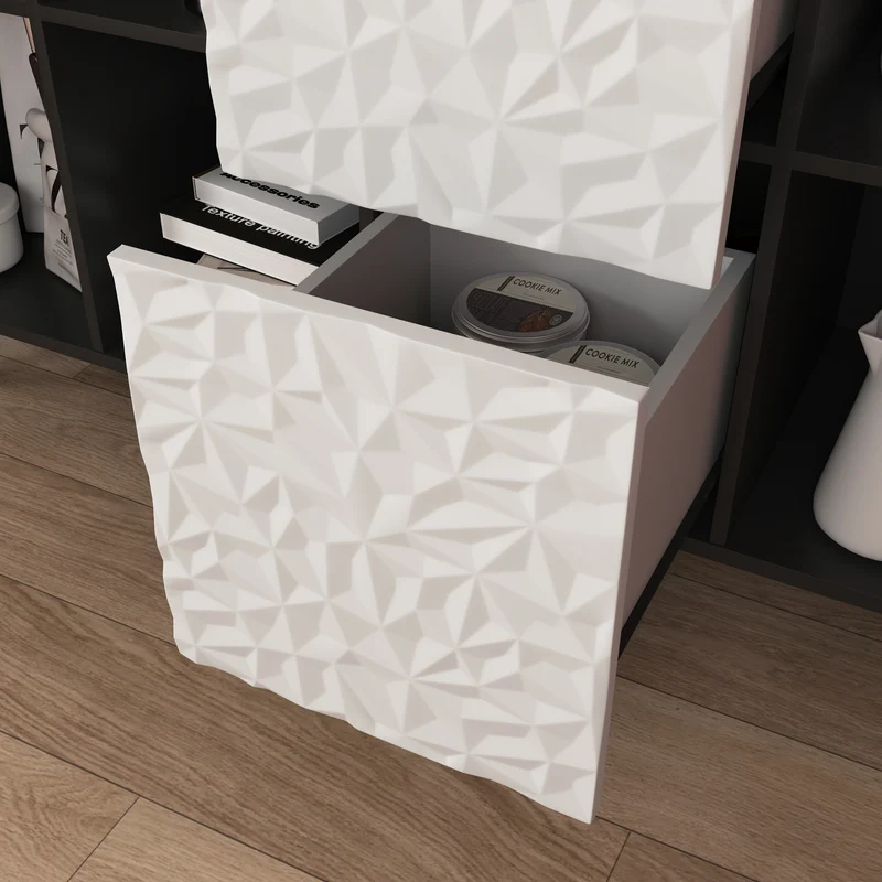 Buffet de rangement moderne noir rouge et blanc KHUTS