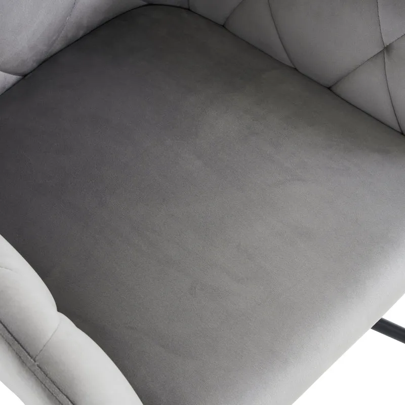 Lot de 2 chaises de salle à manger velours gris clair motif en losange pieds en métal noir FALMELS