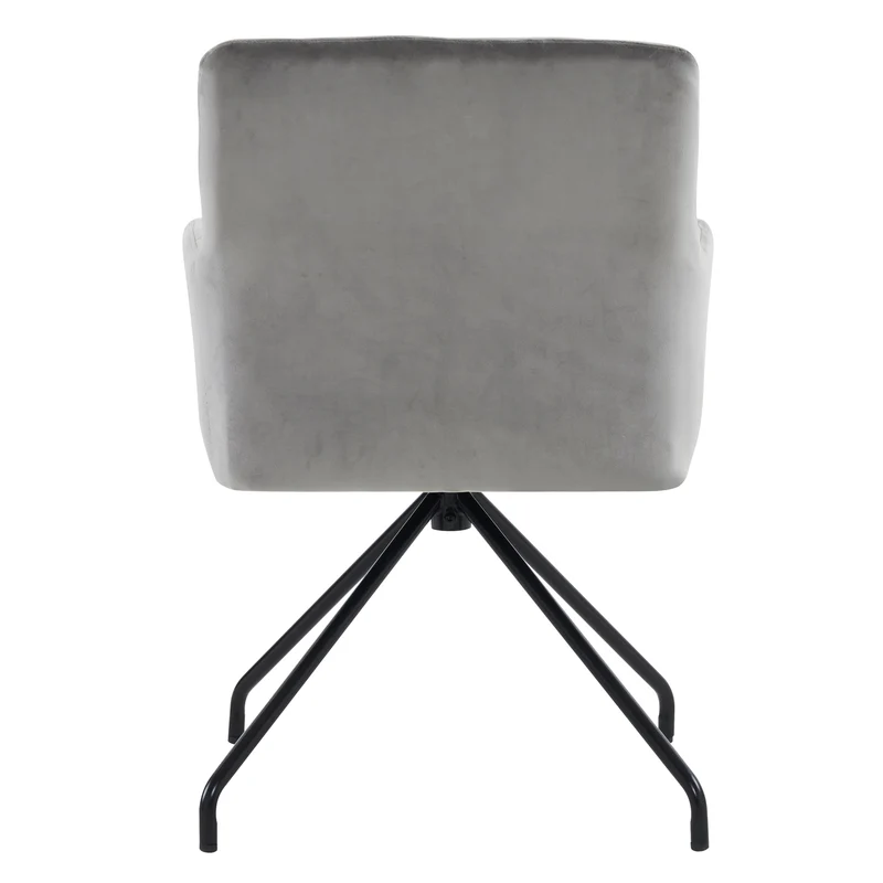 Lot de 2 chaises de salle à manger velours gris clair motif en losange pieds en métal noir FALMELS