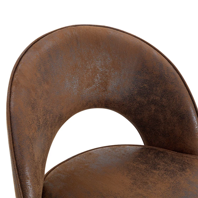 Lot de 2 tabourets de bar marron pivotant 360° style vintage pieds noir dorés et repose-pied HARMONIUS