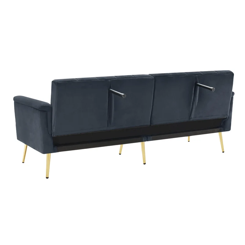 Canapé convertible 3 places noir en velours avec dossiers 5 positions MEZEDS